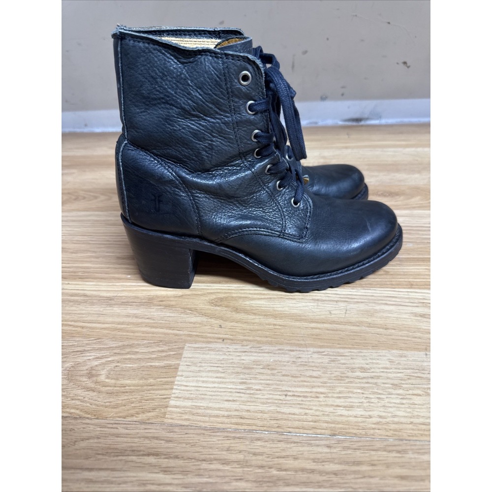 Women's Frye Sabrina 6G Lace Up Boots Shoes Black Color Size 7M Made in USA
